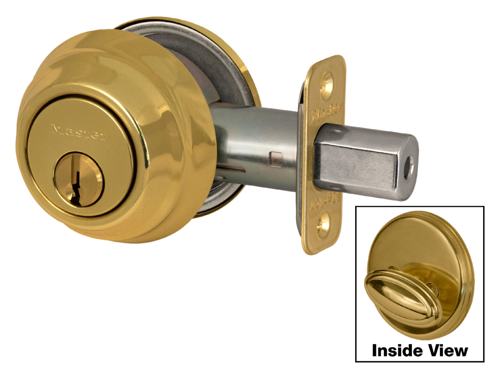 Grade 1 Single Cylinder Deadbolt (KW1) Polished Brass -by Master