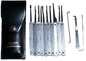 13 Piece Spring Steel Pick Set - Majestic | Lockpicks.com