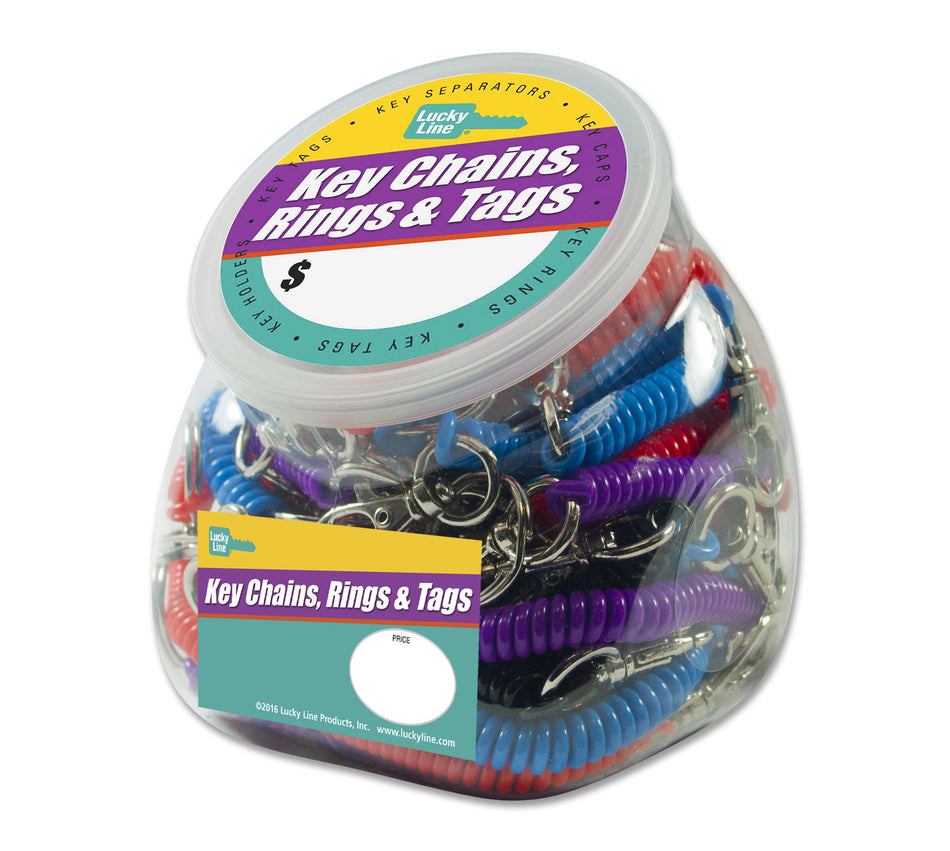 Mini Designer Assorted Key Coil w/ Trigger Snap (20/Jar) -by Lucky Line