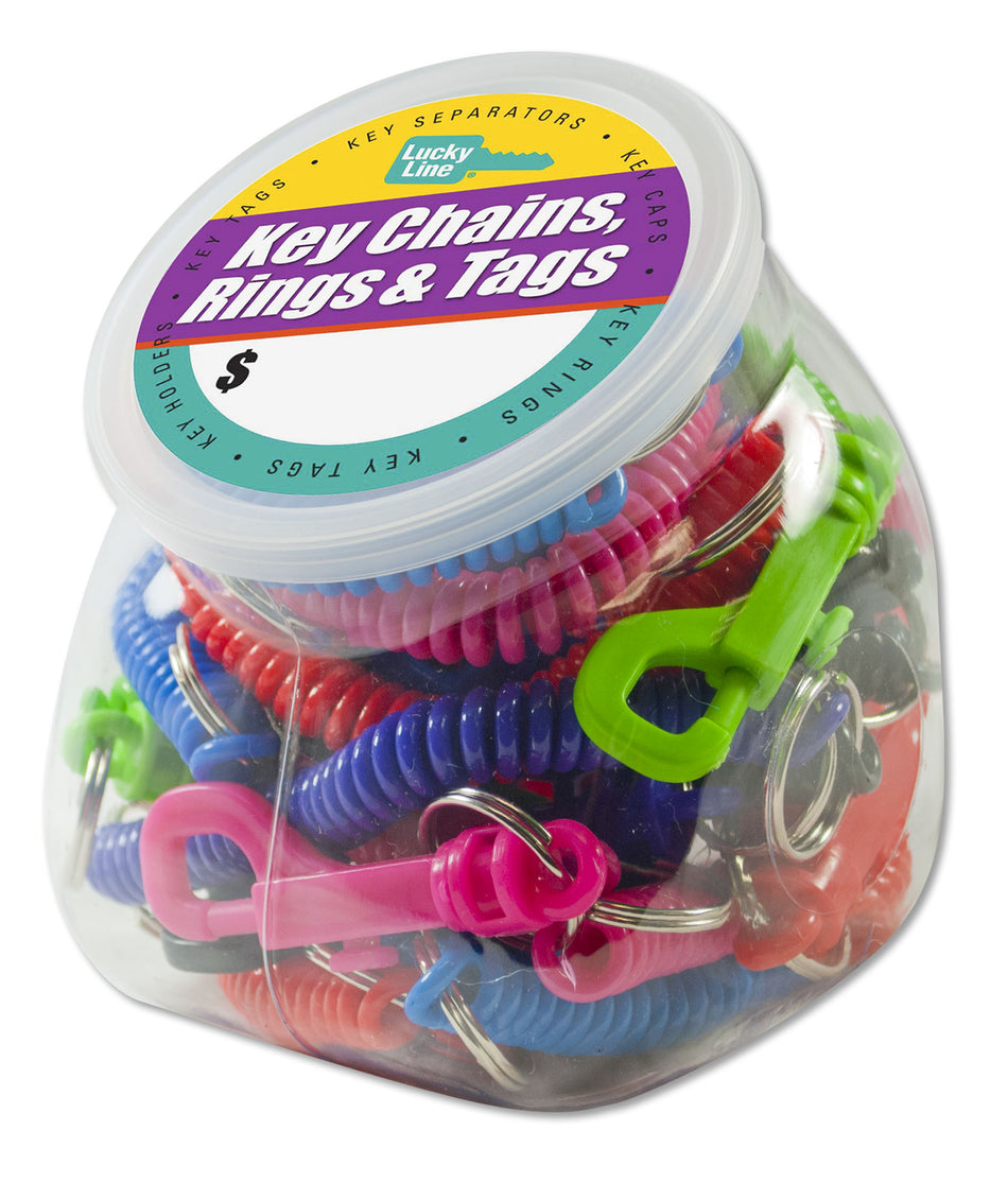 Designer Assorted Key Coil w/ Clip (15/Jar) -by Lucky Line