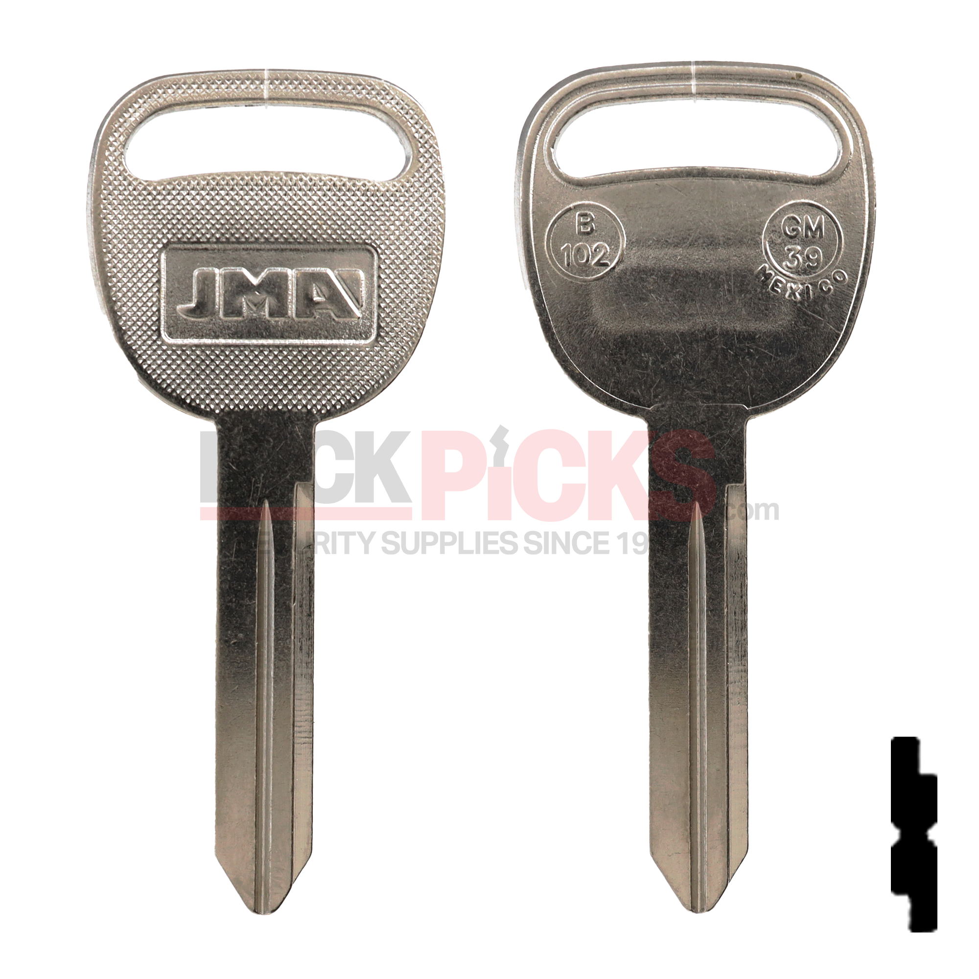 ILCO B102 GM-39 Uncut Key Blank – Solid Brass Nickel Plated (10 Pack)