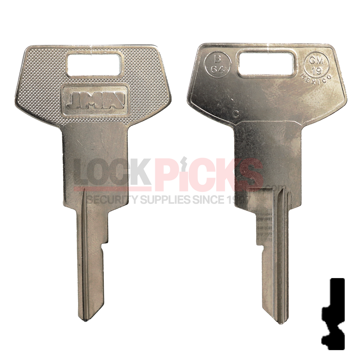644 Marked Key GM (B64-NP, P1098WC) Nickel Plated Key Blank -by JMA – Lockpicks.com