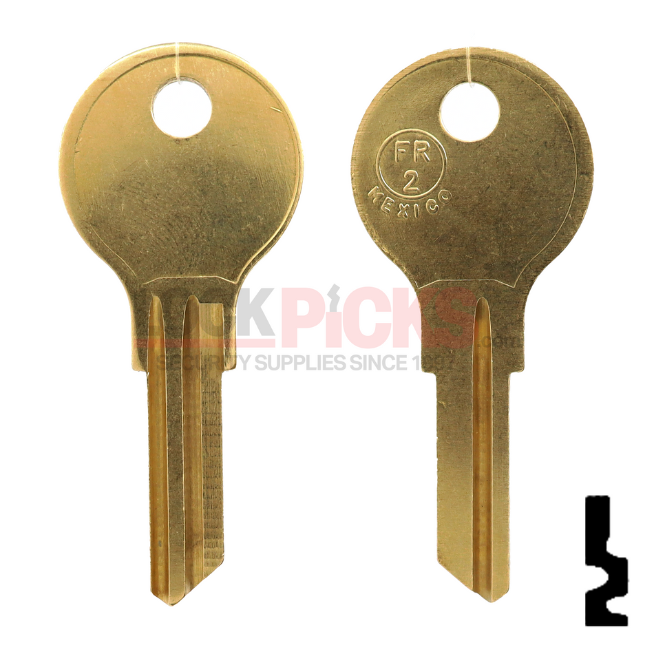 Fort Key Blank (FR2, L1054G) Brass