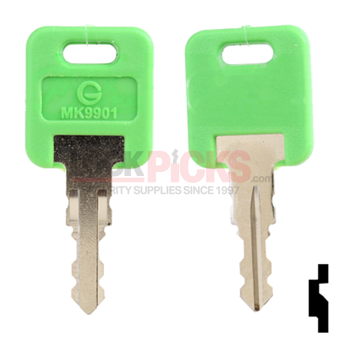 Global Link Master Key MK9901 (BD985), front and back of the green head