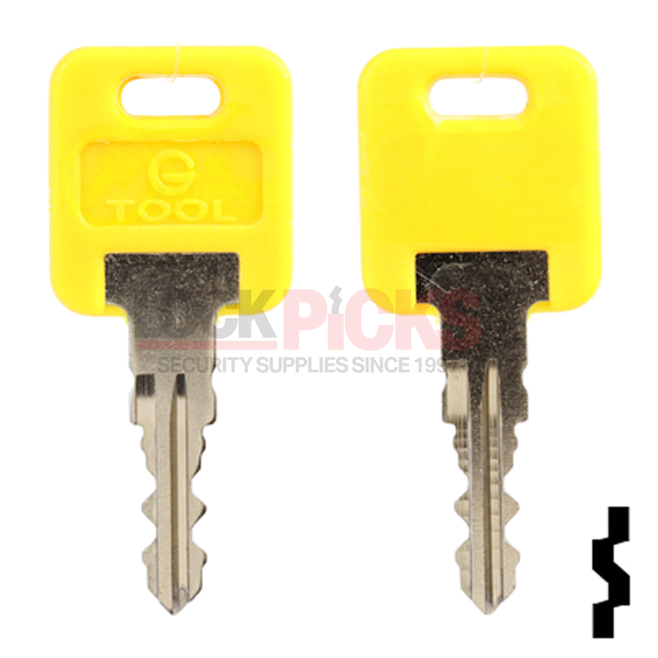Global Link Change/Removal Key (BD986), front and back of the yellow head