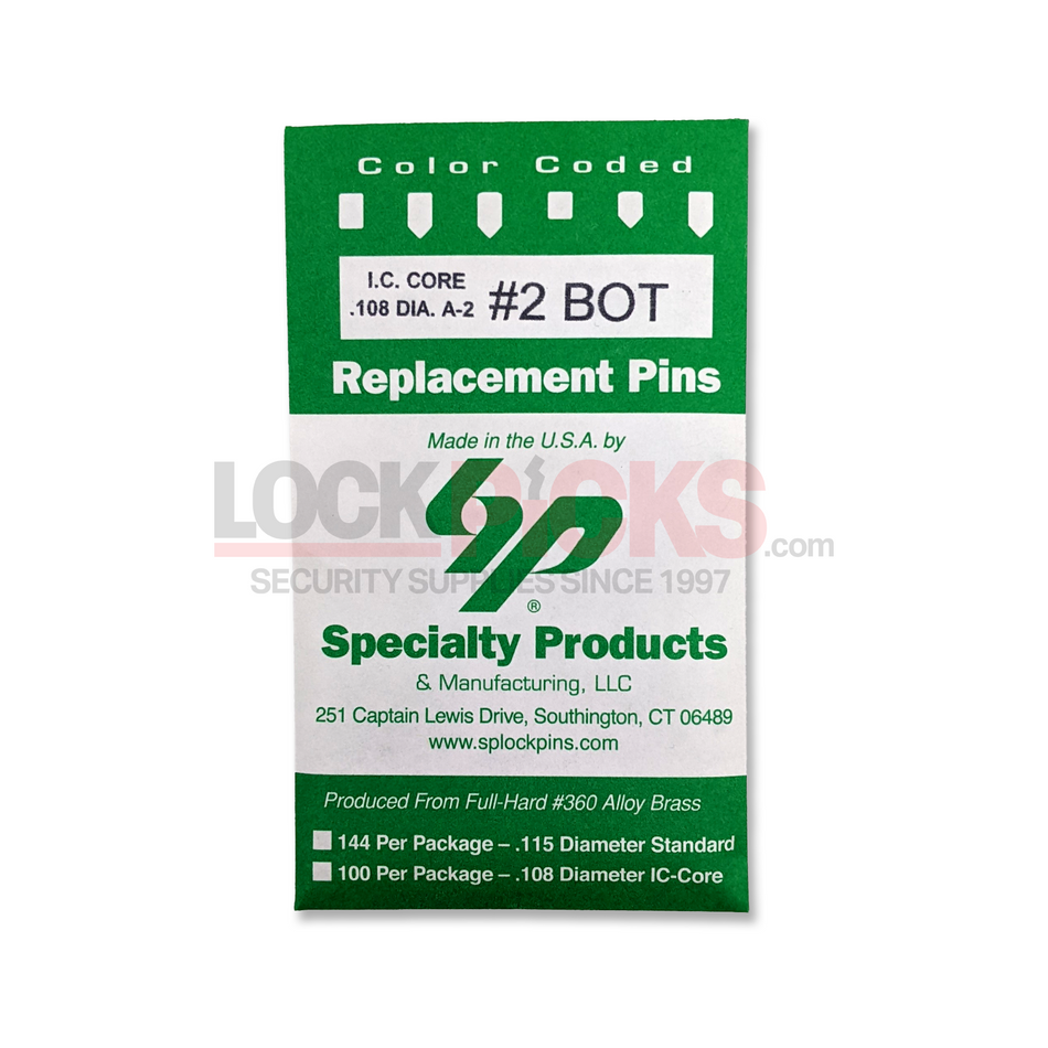 SFIC A2 Color Coded #2 Bottom Pin (2A - .135) - USA Made, High-Quality Lock Pin