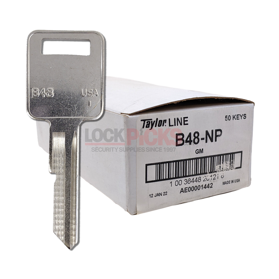 GM (B48-NP,P1098A) 50PK Nickel Plated Key Blank - by Taylor