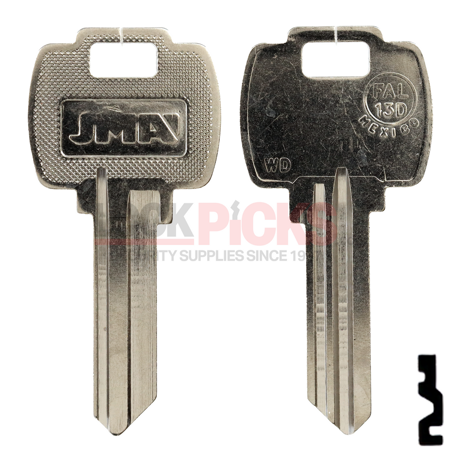 Falcon (FAL-13D, 1054WD) Nickel Plate Key Blank