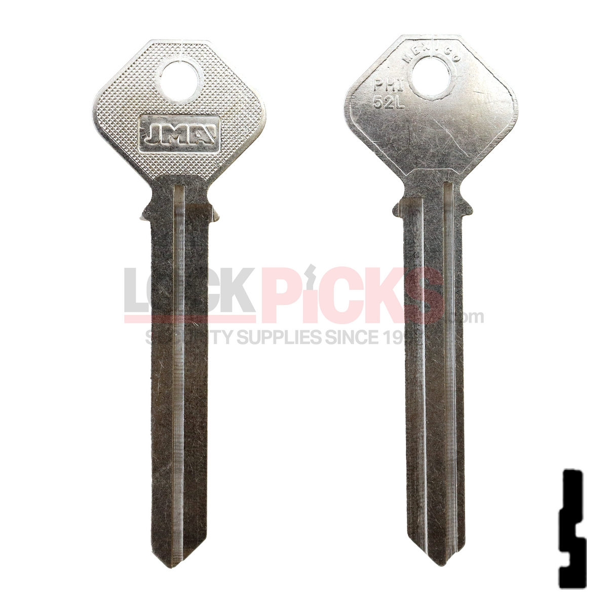 Philips Key Part Phillips Mexico (PHI-52L, PHA2) Nickel Plated Brass Key Blank ...