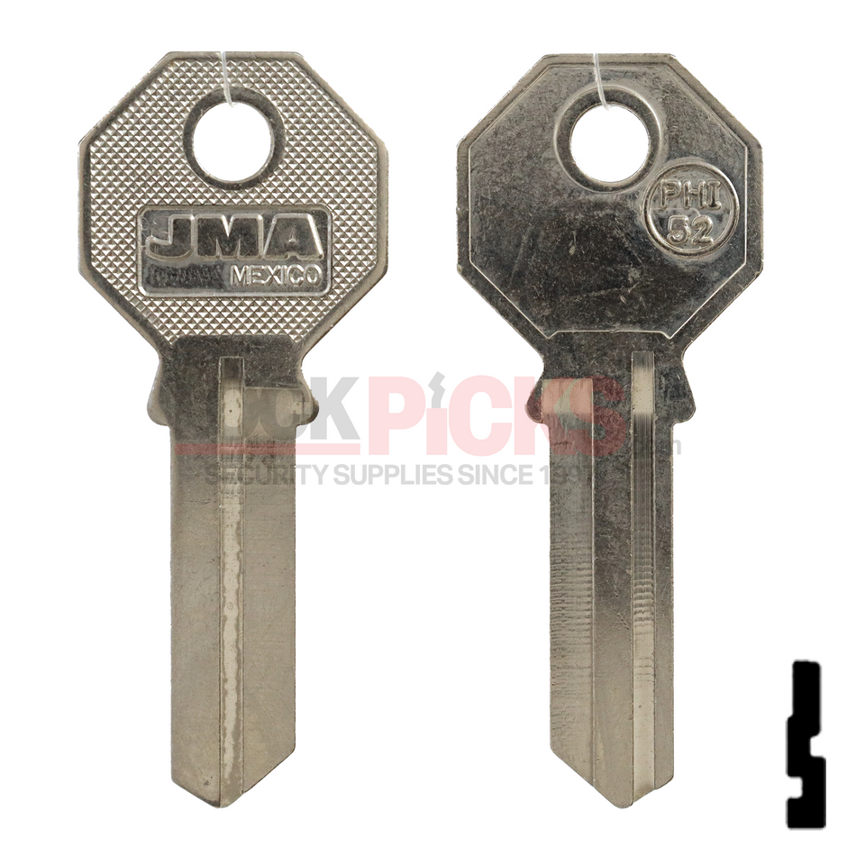 Phillips Mexico (PHI-52, PHA1) Nickel Plated Key Blank