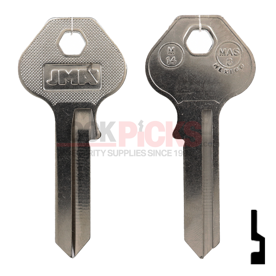 Masterlock (M14-NP, 1092J, MAS-8)  Nickel Plated Key Blank  by JMA