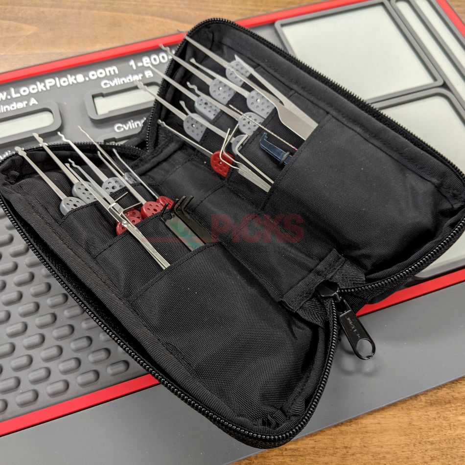 Miniature “Mini-Red” 27-Piece Lock Pick Set – By Rytan