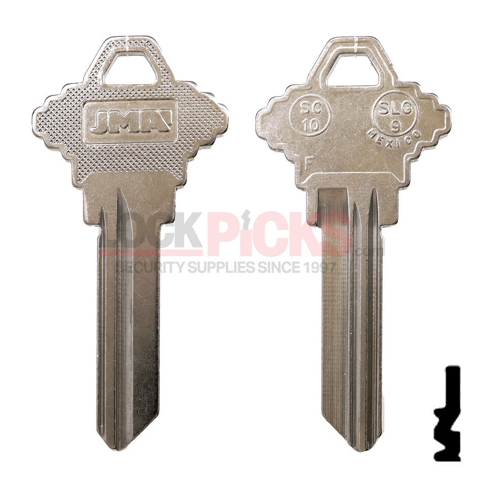Schlage "F" (SC10-NP, 101-F-NP) Key Blank  - by JMA