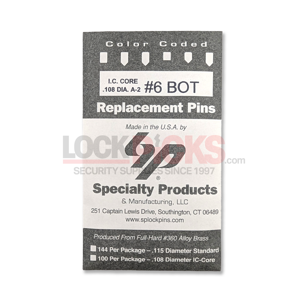 6wort Pin SFIC A2 Color Coded #6 Bottom Pin (6A - .185)| LockPicks.com ...