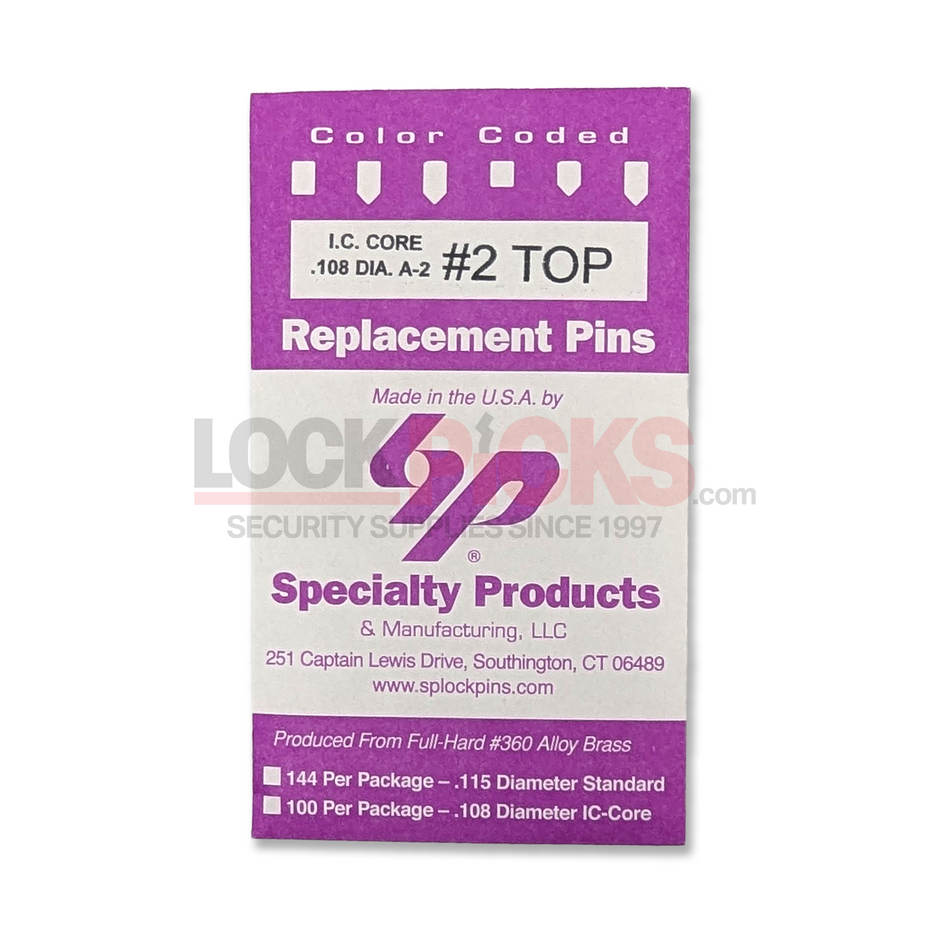 SFIC A2 Color Coded #2 Top Pin (2B - .025) - USA Made, High-Quality Lock Pin
