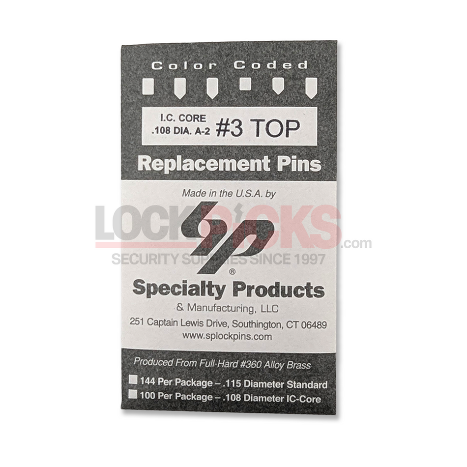SFIC A2 Color Coded #3 Top Pin (3B - .037) - USA Made, High-Quality Lock Pin