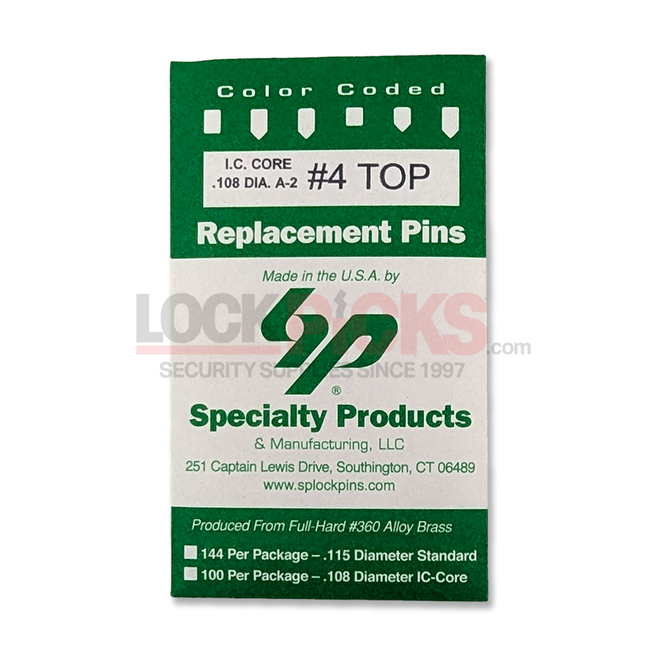 SFIC A2 Color Coded #4 Top Pin (4B - .050) - USA Made, High-Quality Lock Pin