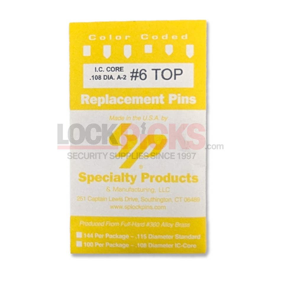 SFIC A2 Color Coded #6 Top Pin (6B - .075) - USA Made, High-Quality Lock Pin