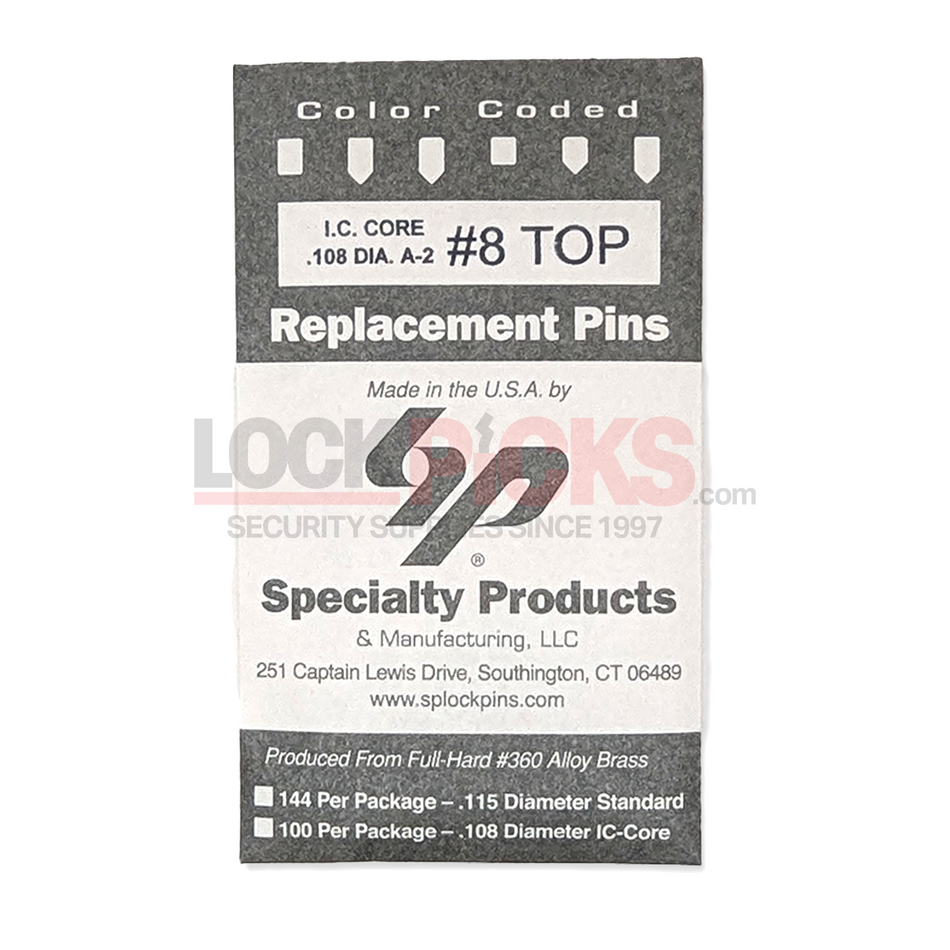 SFIC A2 Color Coded #8 Top Pin (8B - .100) - USA Made, High-Quality Lock Pin