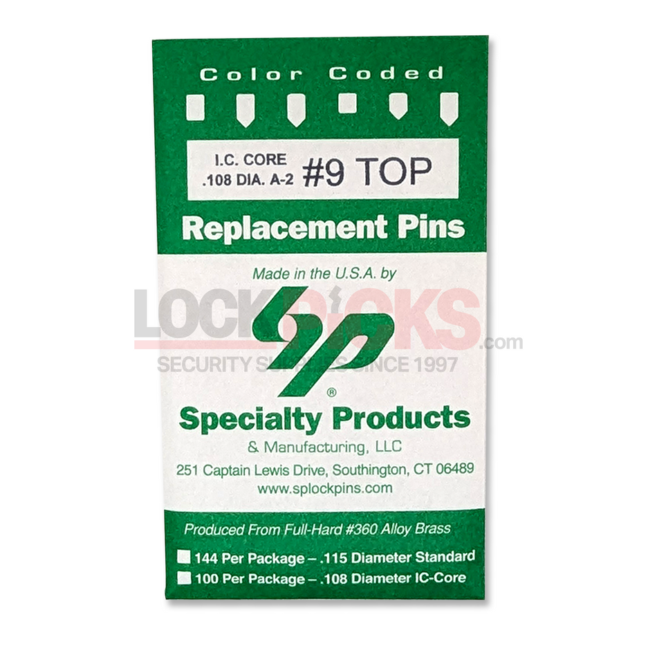 SFIC A2 Color Coded #9 Top Pin (9B - .112) - USA Made, High-Quality Lock Pin