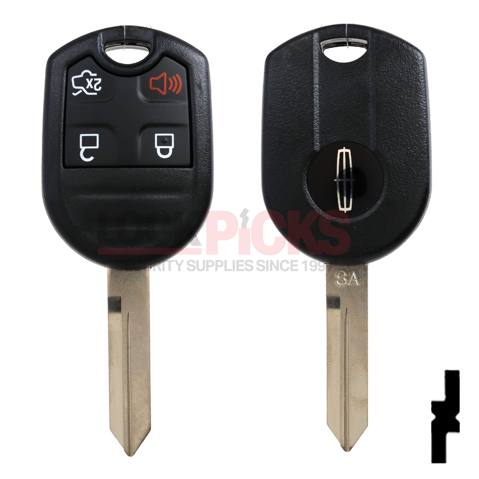 Lincoln 4-Button Remote Head Key (FCC ID: CWTWB1U793) w/ Lincoln Logo -by Strattec