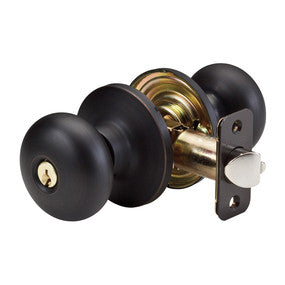 Biscuit Style Knob Entry Door Lock (SC1) Aged Bronze -by Master Lock