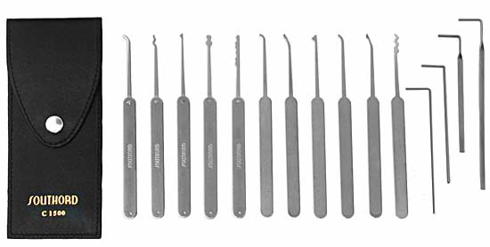 15 Piece, Plain Handle, Slim-Line Lock Pick Set - C1500 – Lockpicks.com