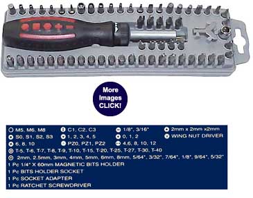 62 Pc. Tamper Proof Screw Ratchet Set