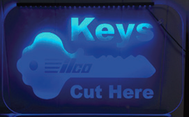 “Keys Cut Here” Ilco Sign 