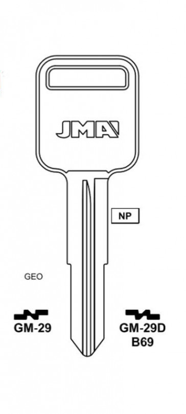 GM Key Blank (B69-NP, GM 29D, X180) 