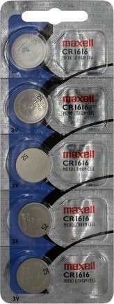 5-Pack of CR1616 3-Volt Lithium Batteries (Exp 02/20) -by Maxell