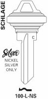 (100L, SC19-NS) Schlage Nickel Silver Key Blank