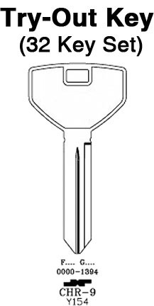 CHRYSLER - 1988 - 1992 Trunk / Hatch Locks - Aero Lock TO-46 (Y154) 32pc. Try-Out Key Set