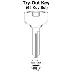 CHRYSLER - 1988 - 1992 Ignition / Door Locks - Aero Lock TO-47 (Y154) 64pc. Try-Out Key Set